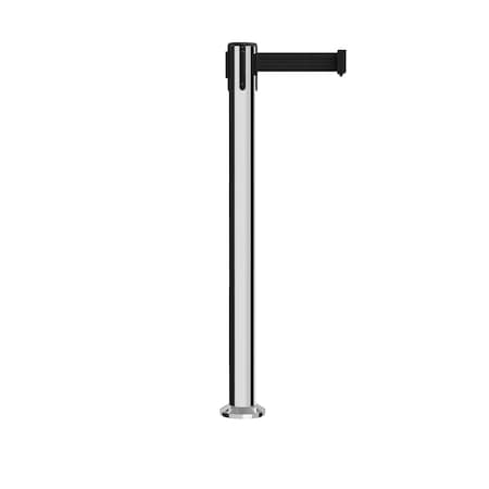 Stanchion Belt Barrier Fixed Base Pol.Steel Post 14ft.Black Belt